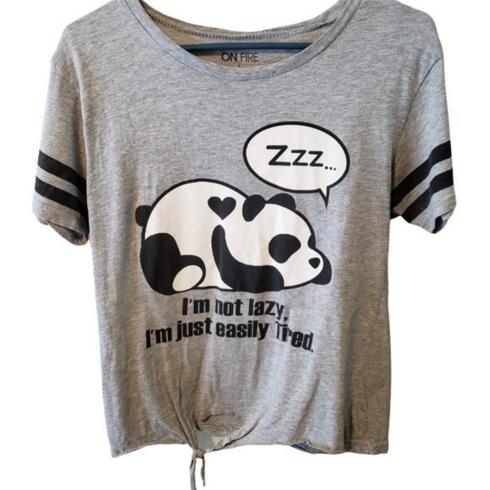 "ZZZ... I'm Not Lazy" Panda T-Shirt 100% Cotton Tired Shirt Gray | Size L